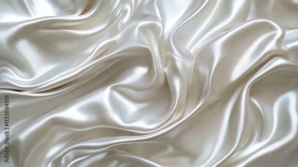 Obraz premium Draped White Satin Fabric with Smooth, Flowing Texture