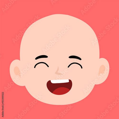 cartoon bald boy avatar character illustration design. emoticon head expression face