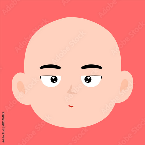 cartoon bald boy avatar character illustration design. emoticon head expression face