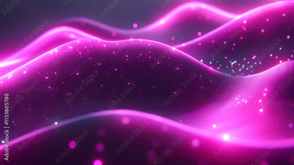 Fototapeta premium Abstract visualization of motion digital networks with glowing dots and lines representing advanced AI and technology communication systems 3D futuristic style.