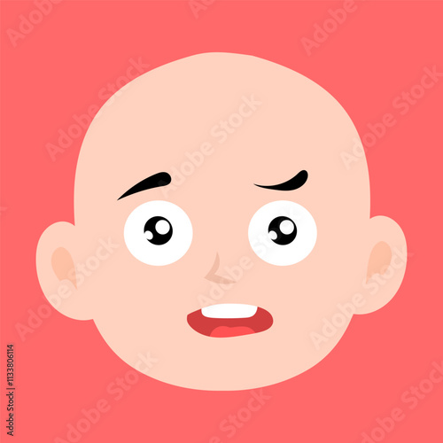 cartoon bald boy avatar character illustration design. emoticon head expression face