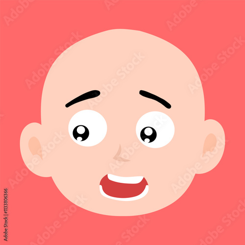 cartoon bald boy avatar character illustration design. emoticon head expression face