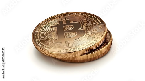 Gold Bitcoin on a clean white background