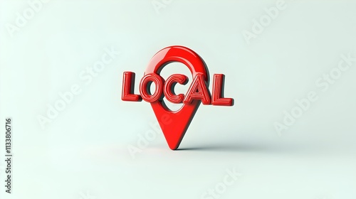 LOCAL red typography search engine optimization pin on maps, clean background