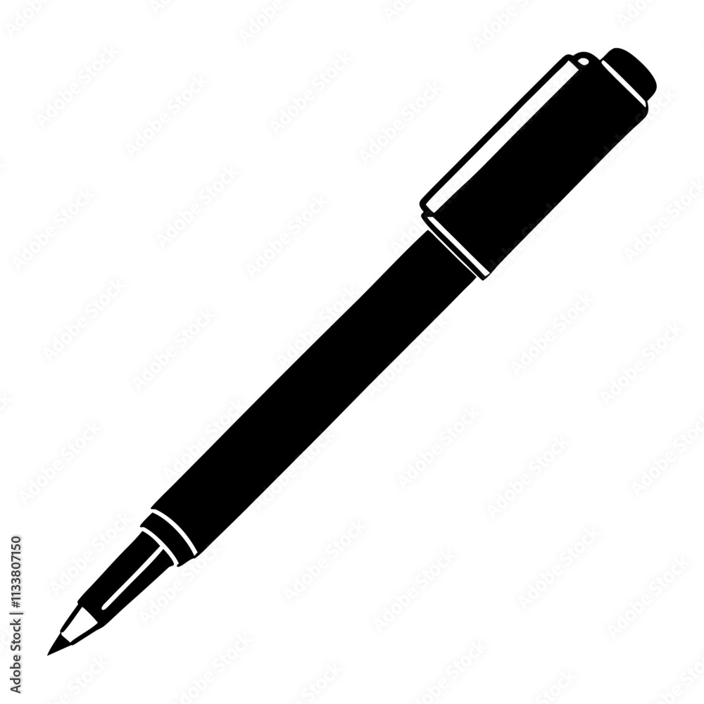 A pen silhouette vector on white background A pen silhouette vector on white background