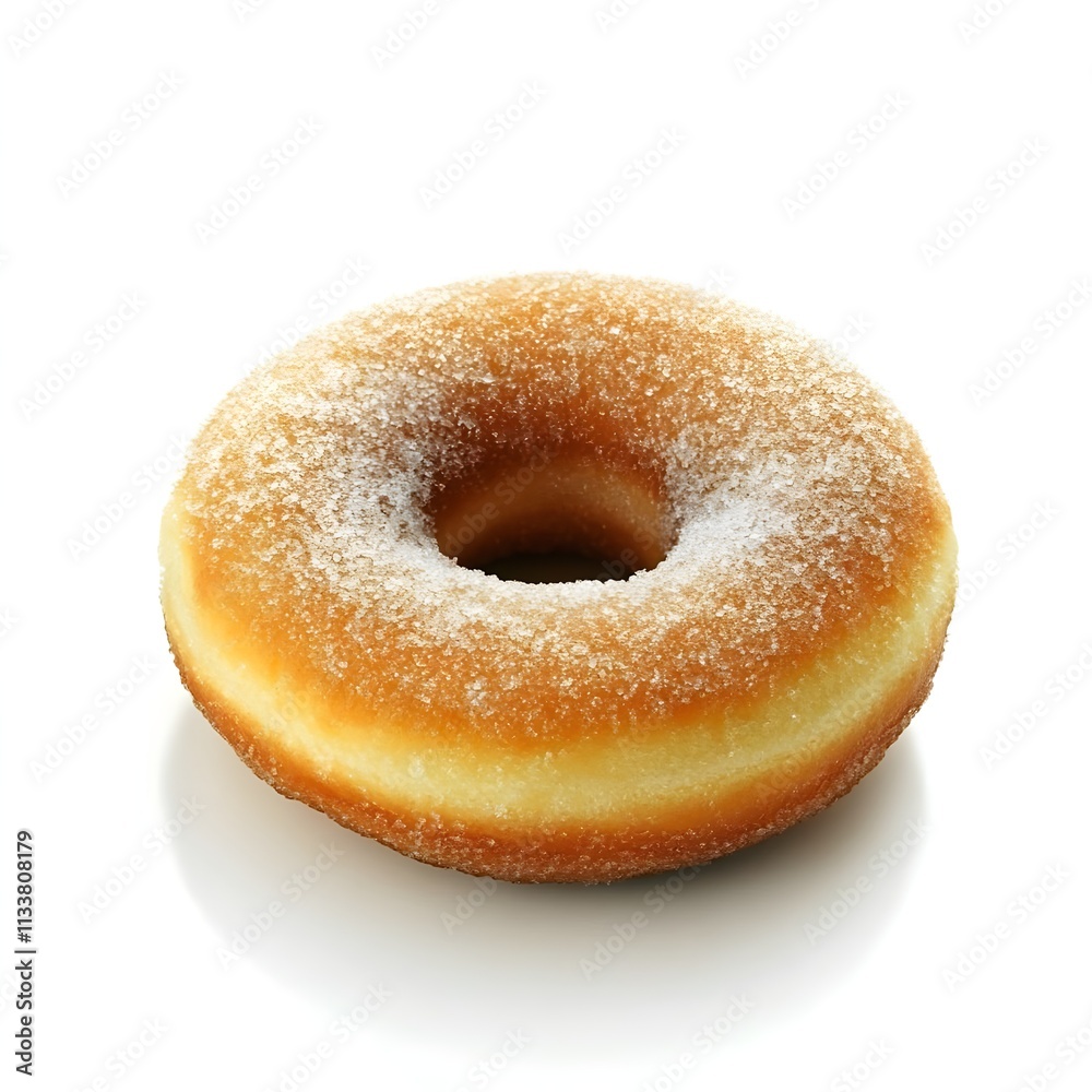 Powdered Sugar Donut isolated on a white background Powdered Sugar Donut isolated on a white background