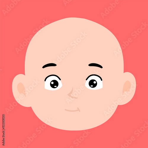 cartoon bald boy avatar character illustration design. emoticon head expression face