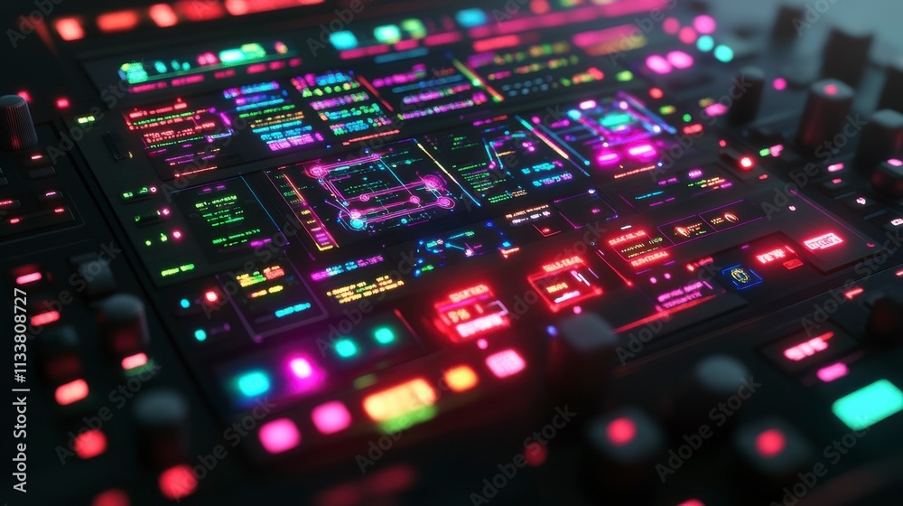 Obraz premium Conceptual illustration of big data technology featuring neural networks data flow AI analytics and complex information visualization for futuristic designs.