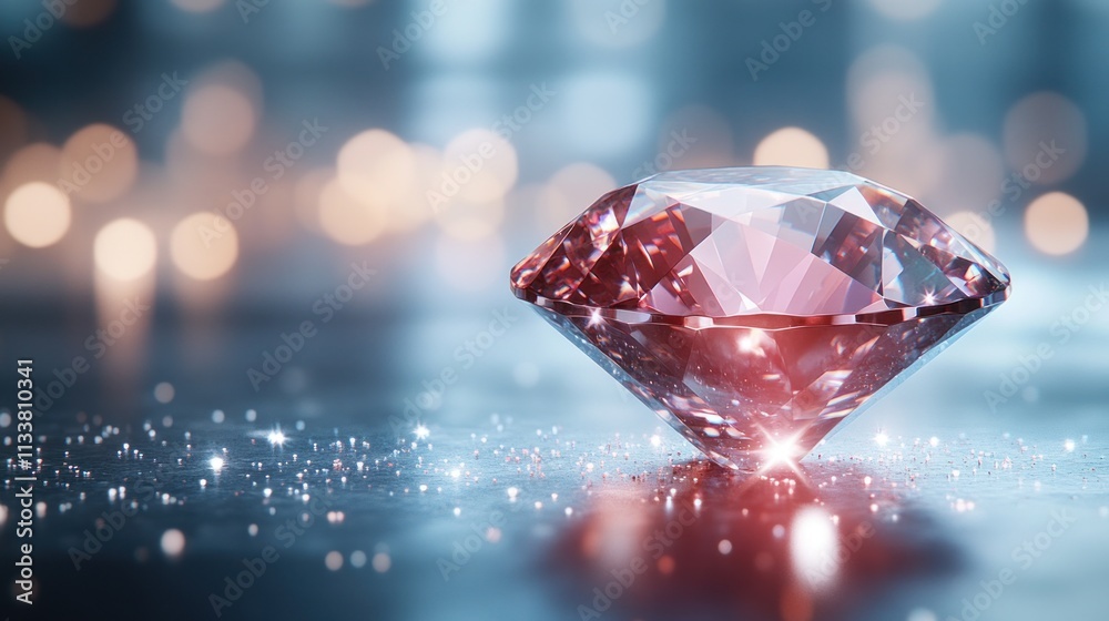 Sparkling pink diamond on dark surface. Sparkling pink diamond on dark surface.