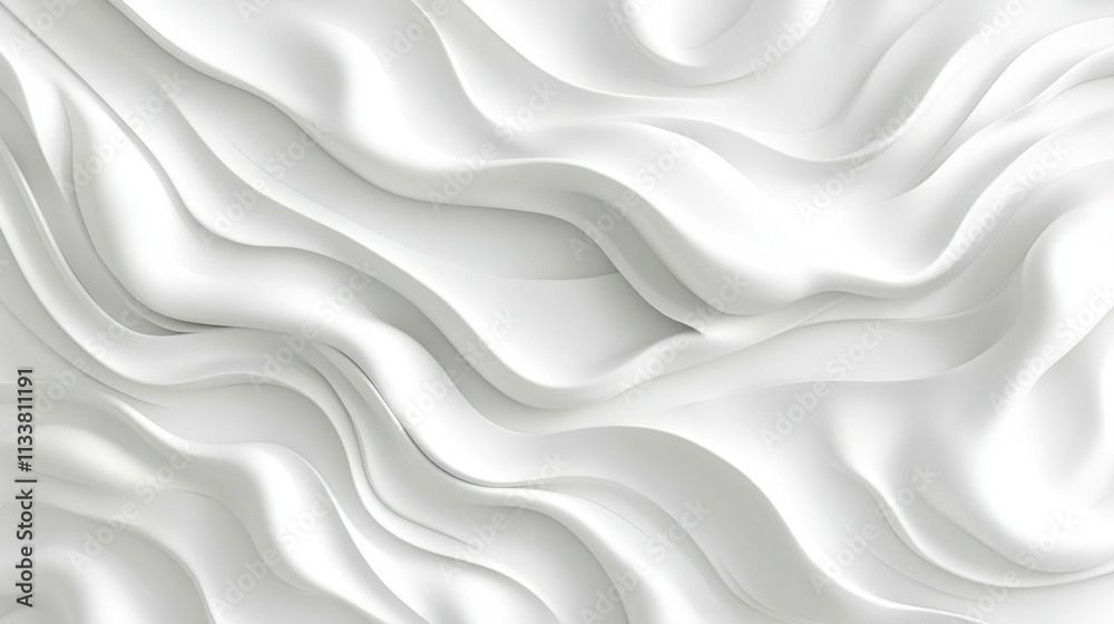White stripe wave background in 3D render featuring fluid, harmonious curves. A clean and minimalist visual for tech, design, and branding purposes. White stripe wave background in 3D render featuring fluid, harmonious curves. A clean and minimalist visual for tech, design, and branding purposes.