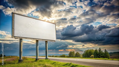 Wallpaper Mural Roadside blank board under natural cloudy sky background, roadside, blank board, sign, cloudy sky, background Torontodigital.ca