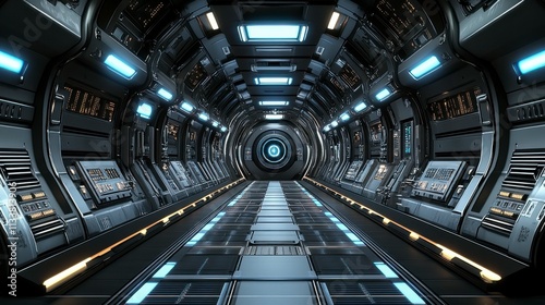 Stylish illuminated passageway with glowing walls and a futuristic vibe, showcasing cutting-edge interior design. 3D rendering concept.