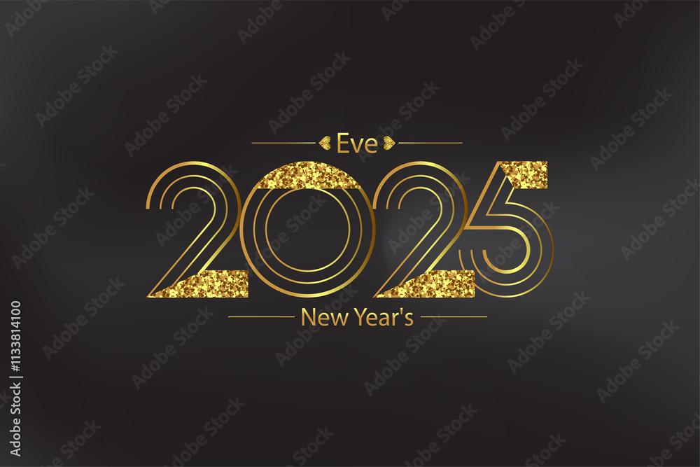Happy New Year 2025 Gold Glitter has a Beautiful Bright And Shining Design And a Black Background Happy New Year 2025 Gold Glitter has a Beautiful Bright And Shining Design And a Black Background