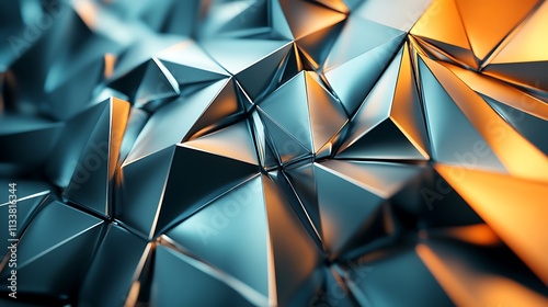A visually captivating 3D render of abstract metallic forms with intricate details and gradient lighting. 