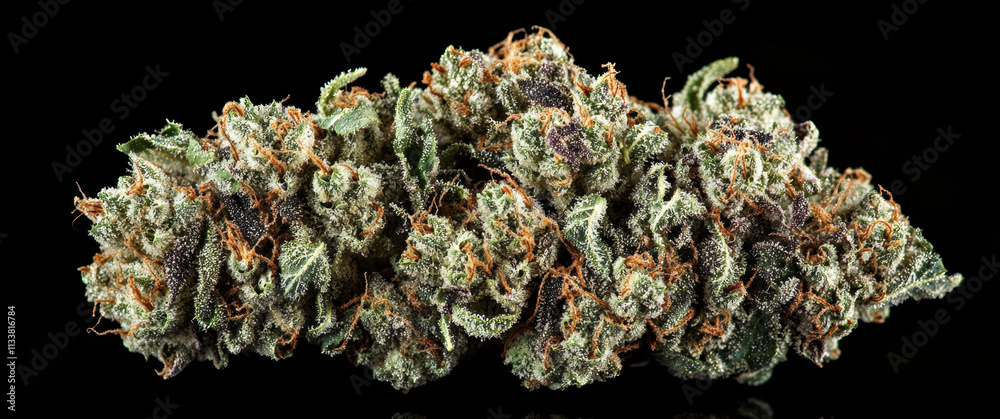 High resolution close up image of cannabis flower showcasing its intricate details and vibrant colors. texture and trichomes are clearly visible, highlighting its natural beauty High resolution close up image of cannabis flower showcasing its intricate details and vibrant colors. texture and trichomes are clearly visible, highlighting its natural beauty