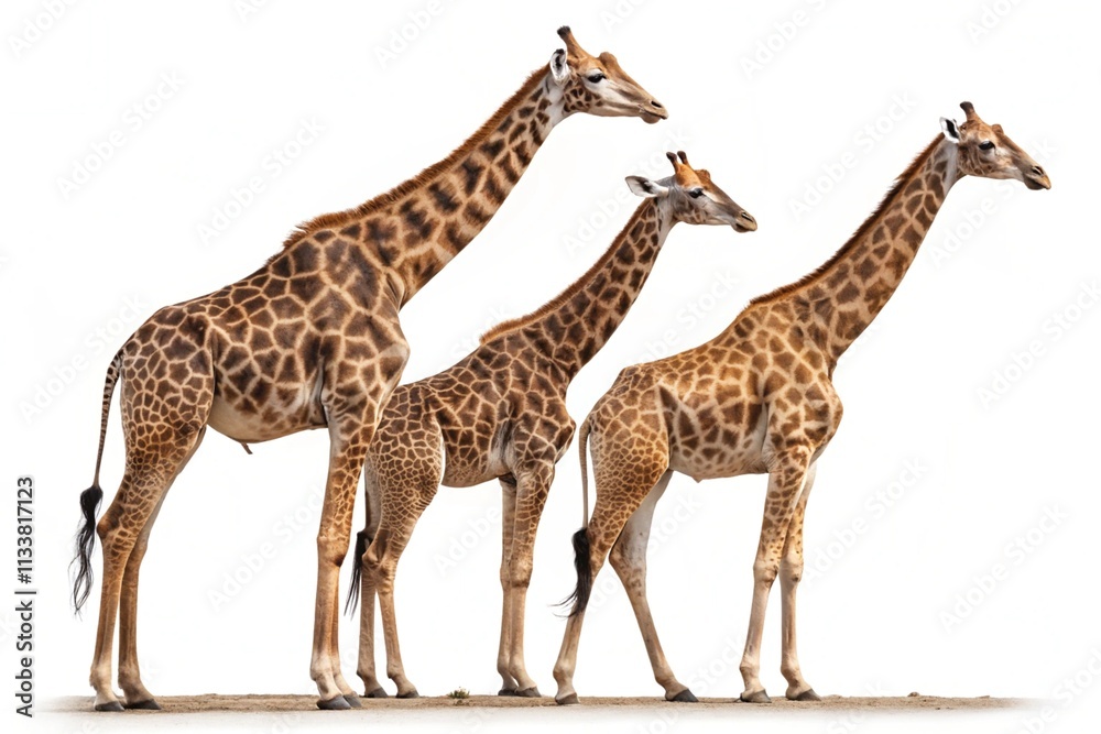 Fototapeta premium three giraffes isolated on white background