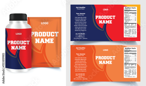 Package template design, Label design, Multi vitamin label sticker design and natural food supplement, pill bottle jar label.