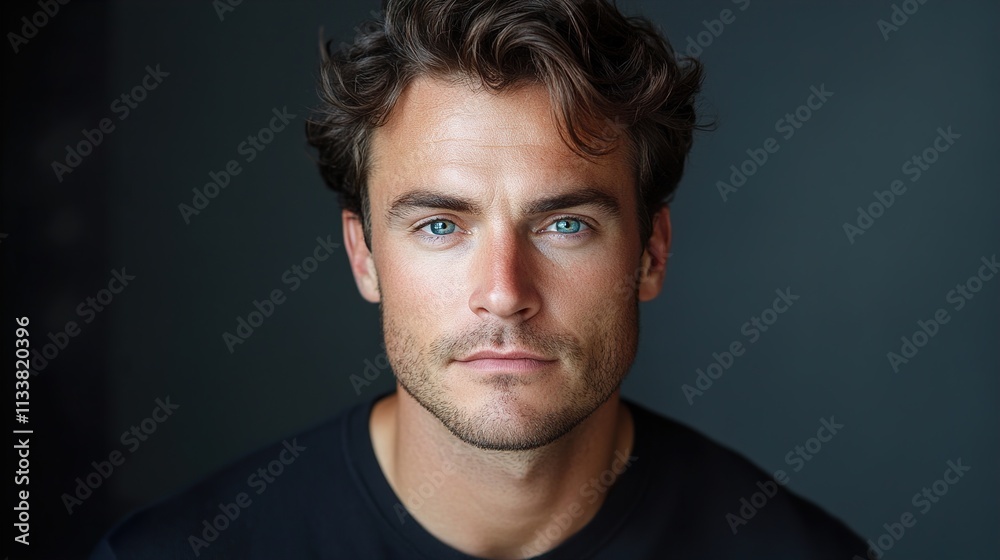 Portrait of a Handsome Man with Intense Gaze Portrait of a Handsome Man with Intense Gaze
