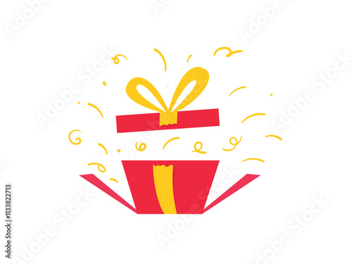 Opened gift box, surprise red gift box