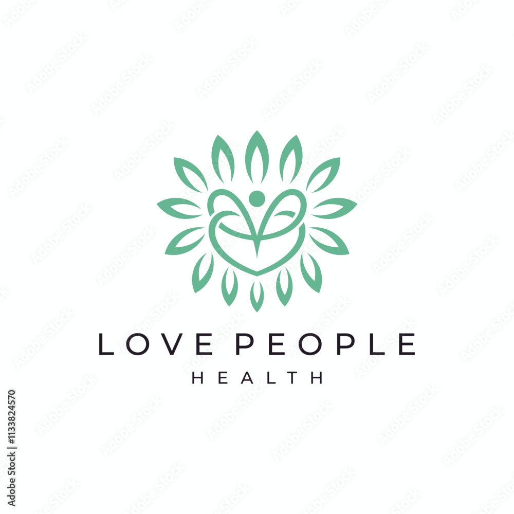love heart with happy people for wellness natural logo design vector template love heart with happy people for wellness natural logo design vector template
