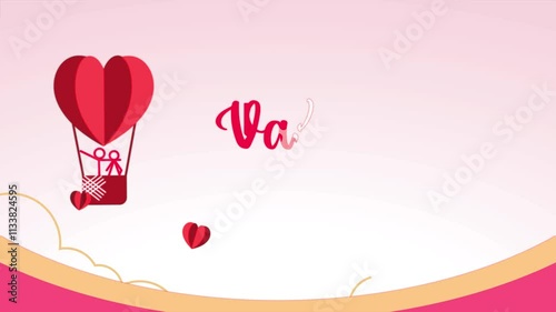 Romantic Valentine's Day Video Animation with Heart Balloons and Red Hearts Elements