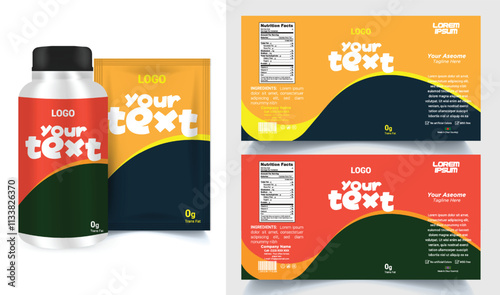 Package template design, Label design, Multi vitamin label sticker design and natural food supplement, pill bottle jar label.