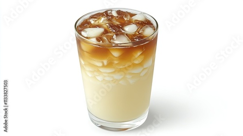 Refreshing Iced Tea with Ice Cubes in a Clear Glass