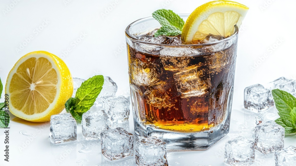 Refreshing Glass of Iced Tea with Lemon and Mint Refreshing Glass of Iced Tea with Lemon and Mint