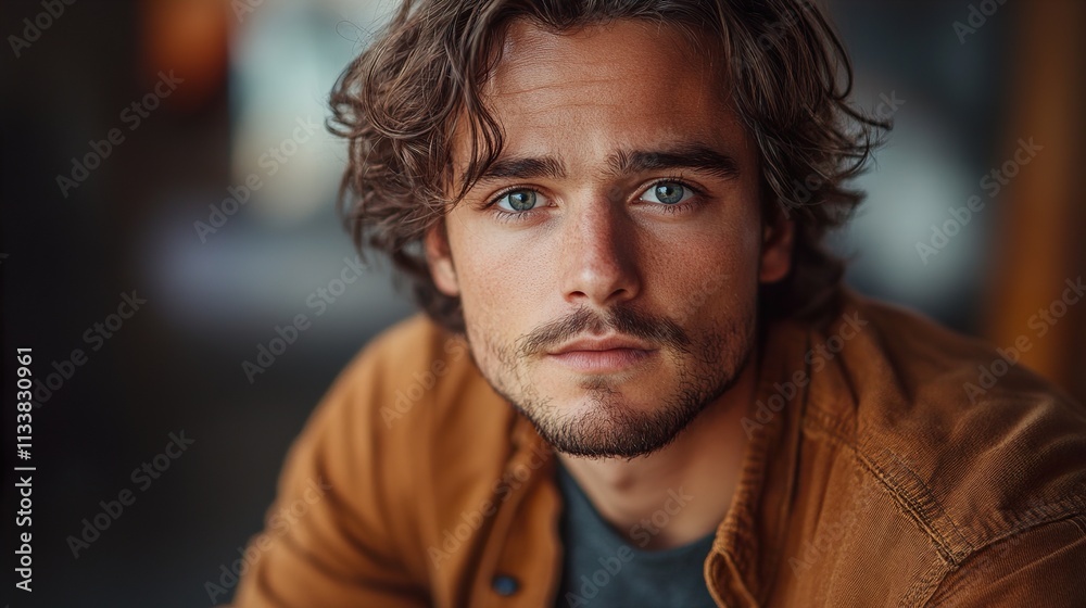 Portrait of a Handsome Young Man with Brown Hair and Eyes Portrait of a Handsome Young Man with Brown Hair and Eyes