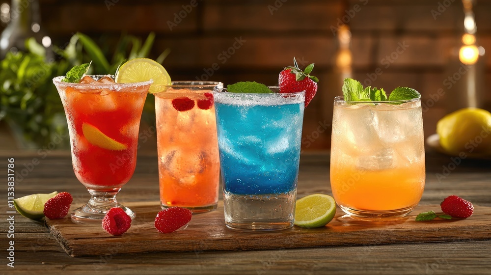 Refreshing Vibrant Drinks in Stylish Setup Refreshing Vibrant Drinks in Stylish Setup
