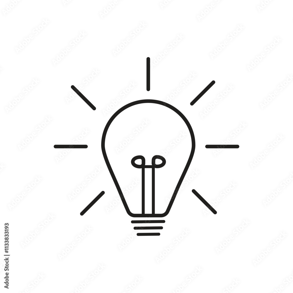 bulb icon on white background. Idea symbol. Electric lamp, light, innovation, solution, creative thinking, electricity. Outline, flat and colored bulb icon on white background. Idea symbol. Electric lamp, light, innovation, solution, creative thinking, electricity. Outline, flat and colored