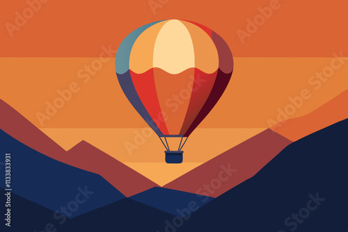 hot air balloon in sunset
