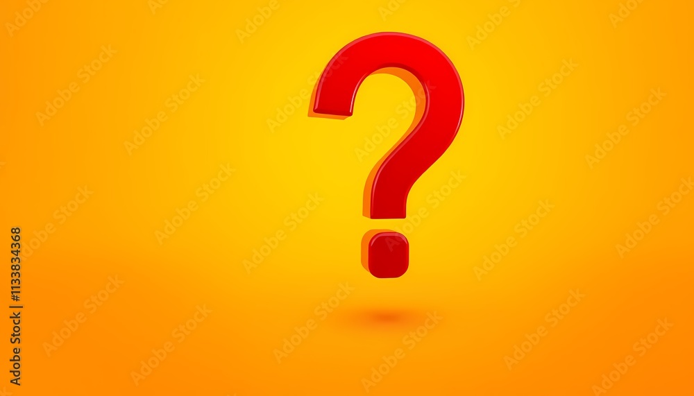 Bold Red Question Mark on Vibrant Yellow Orange Gradient Bold Red Question Mark on Vibrant Yellow Orange Gradient