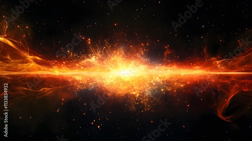 Fiery Cosmic Explosion Glowing Brightly In Space