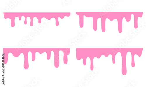 pink fluid background. Seamless pattern of melted strawberry pink. Banner seamless pattern. Vector illustration