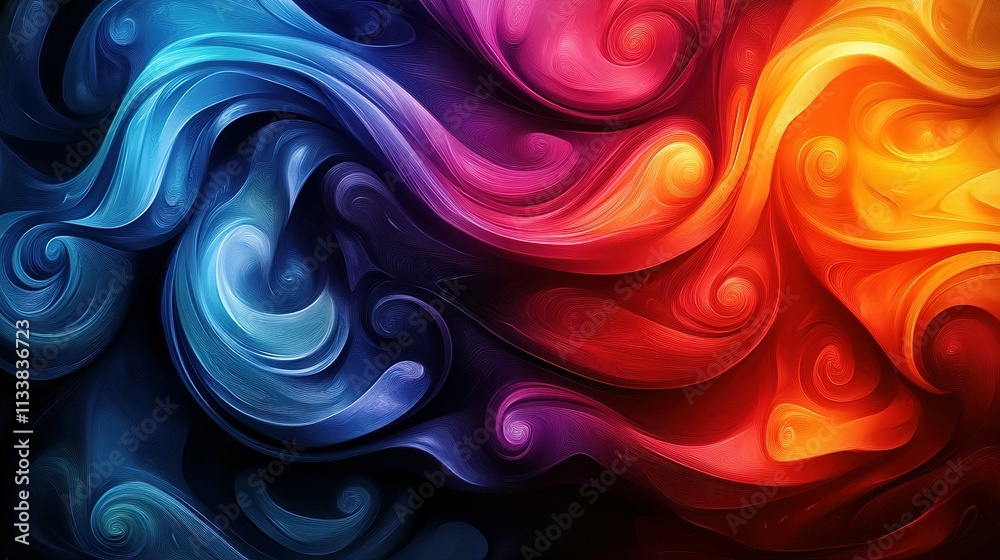 Abstract Swirling Colors Paint Artistic Design