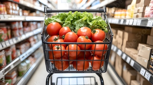 Wallpaper Mural Shopping Cart Filled with Colorful Fresh Produce. Torontodigital.ca