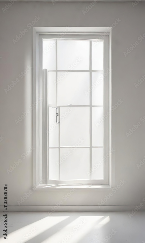 Playful window shadow casting on white background, design, playful, light, window Playful window shadow casting on white background, design, playful, light, window