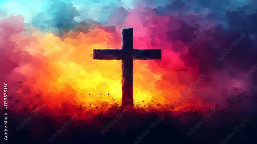 Cross Abstract Art: Fiery Sky, Hope, Faith, Belief Cross Abstract Art: Fiery Sky, Hope, Faith, Belief