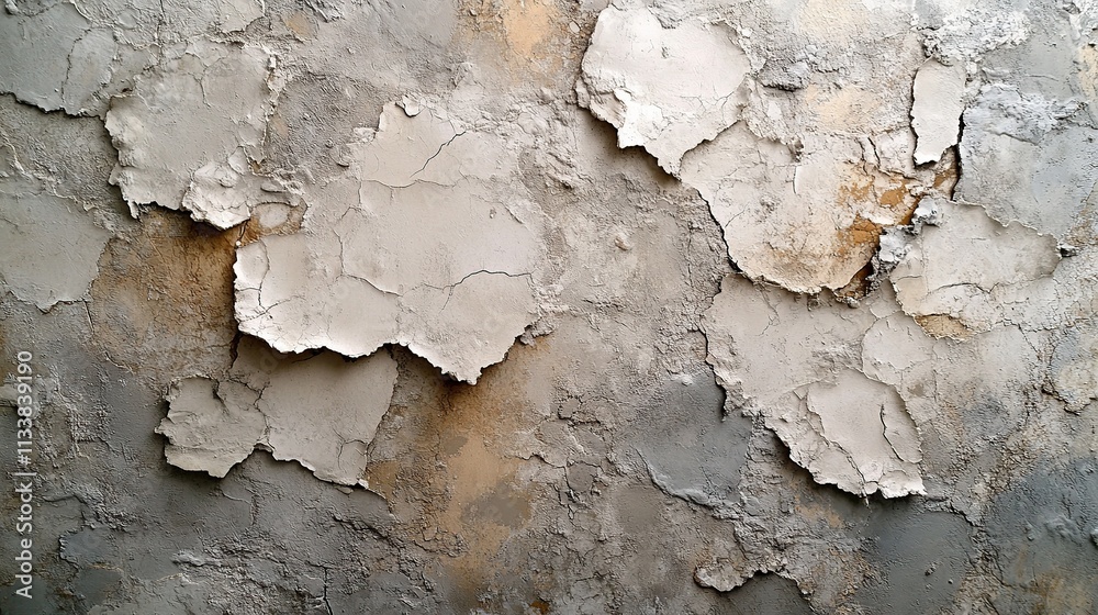 Close-up of peeling paint on a textured wall, showing damage and age. Close-up of peeling paint on a textured wall, showing damage and age.