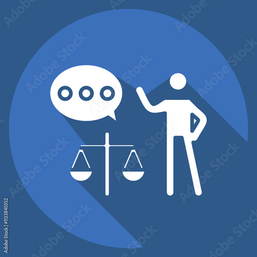 Icon Lawyer. related to Justice symbol. long shadow style. simple design editable