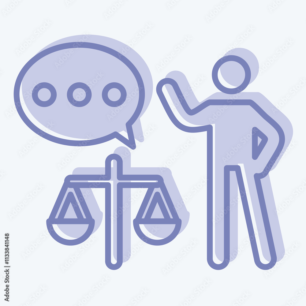 Icon Lawyer. related to Justice symbol. two tone style. simple design editable Icon Lawyer. related to Justice symbol. two tone style. simple design editable