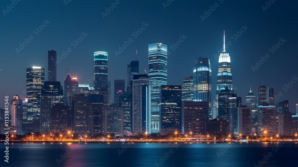 Hong Kong skyline at night. Hong Kong is the largest city in the world. generated by AI Hong Kong skyline at night. Hong Kong is the largest city in the world. generated by AI