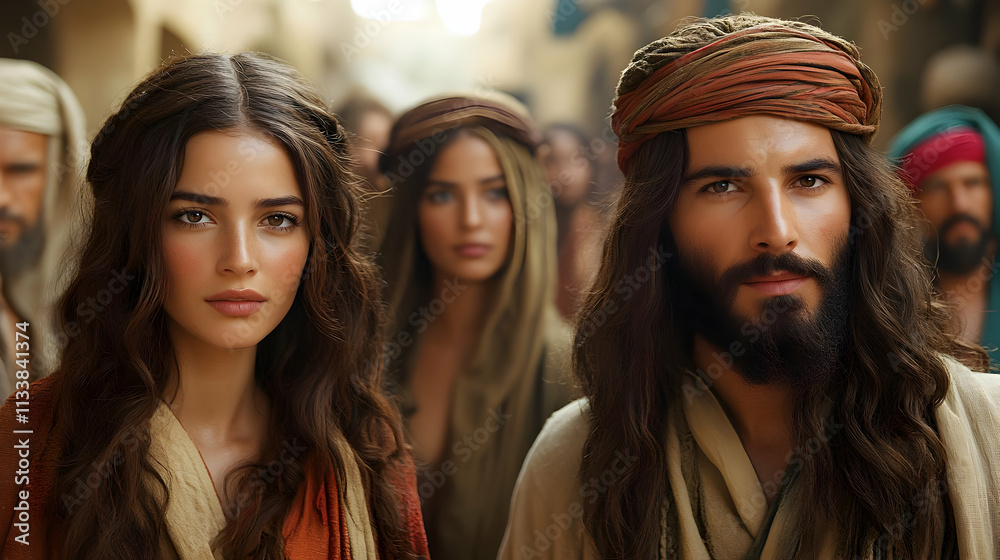 Ancient Couple's Portrait: Faith, Love, and Devotion in Timeless Apparel Ancient Couple's Portrait: Faith, Love, and Devotion in Timeless Apparel