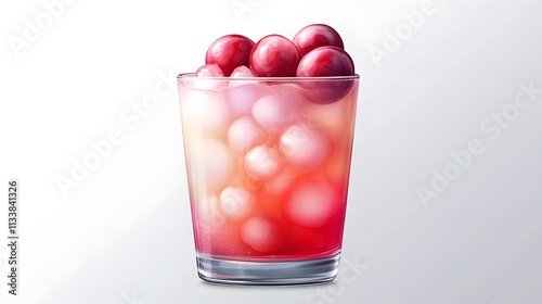 Refreshing cherry ice drink in glass.