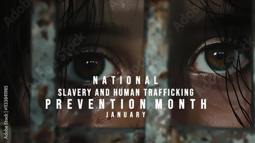 National Slavery and human trafficking prevention month. slavery concept video.