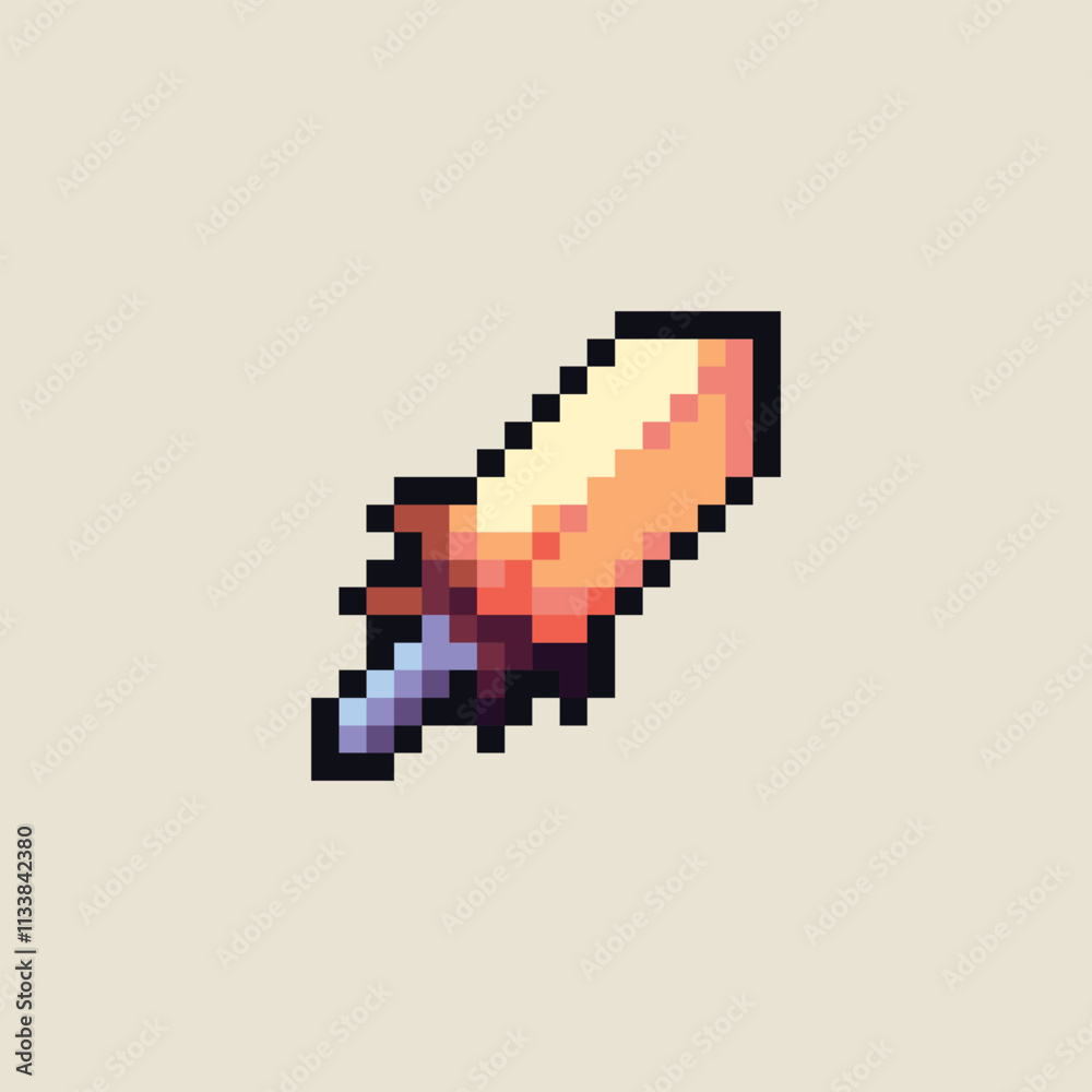 Fototapeta premium this is sword icon in pixel art, this item good for presentations,stickers, icons, t shirt design,game asset,logo and your project.