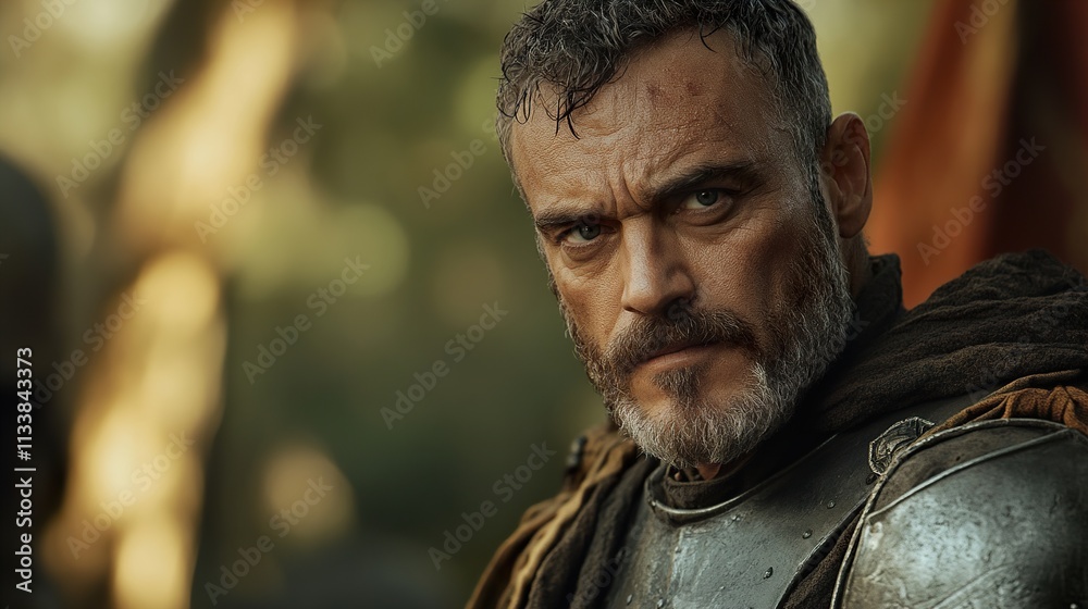 A Grizzled Warrior: Intense Portrait of a Medieval Soldier A Grizzled Warrior: Intense Portrait of a Medieval Soldier