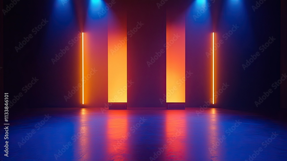 Abstract Modern Lighting in Dark Space with Vibrant Neon Colors Abstract Modern Lighting in Dark Space with Vibrant Neon Colors