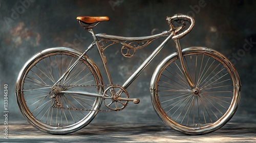 Gleaming Chrome Vintage Bicycle: A Timeless Classic photo